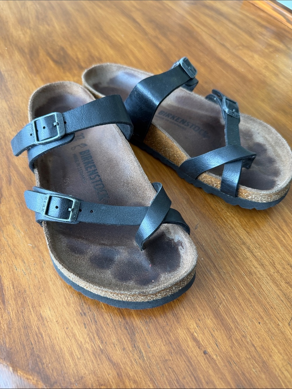 Birkenstock Black Leather Two-Buckle Sandals